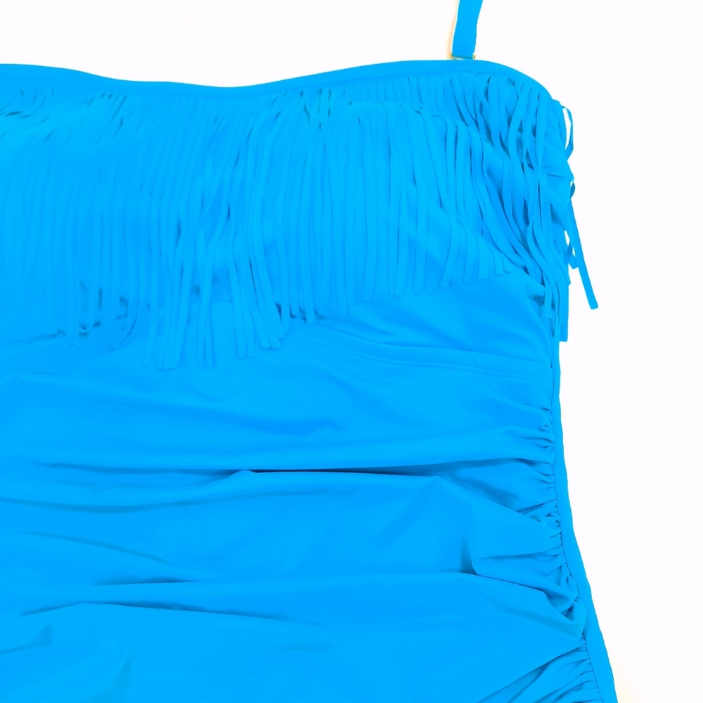 NWOT Swimsuits for All x Kim Gravel Fringe One-Piece Swimsuit Calypso Blue - 22W - Picture 5 of 12